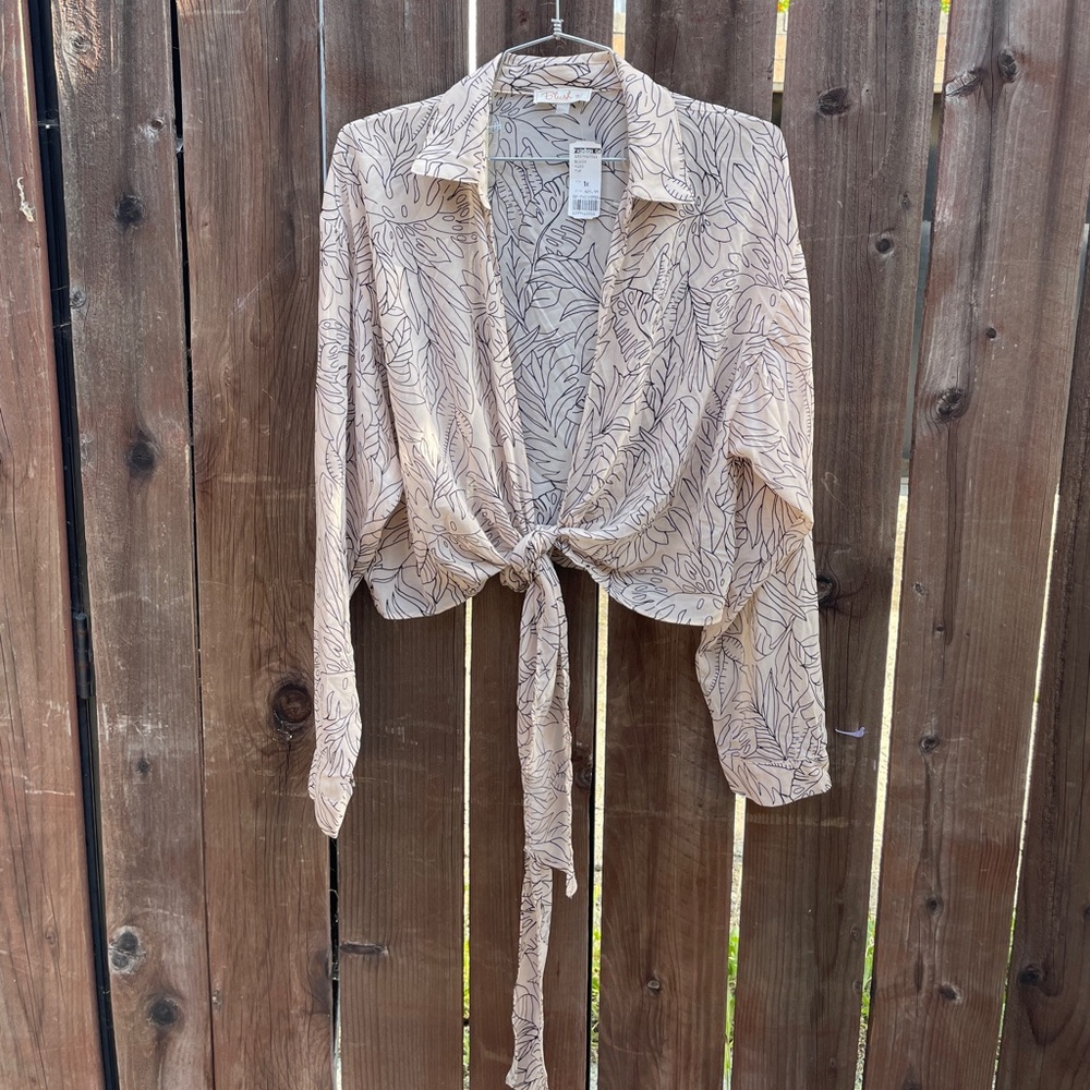 BLUSH | Women’s Sheer Plant Print Blouse NWT
